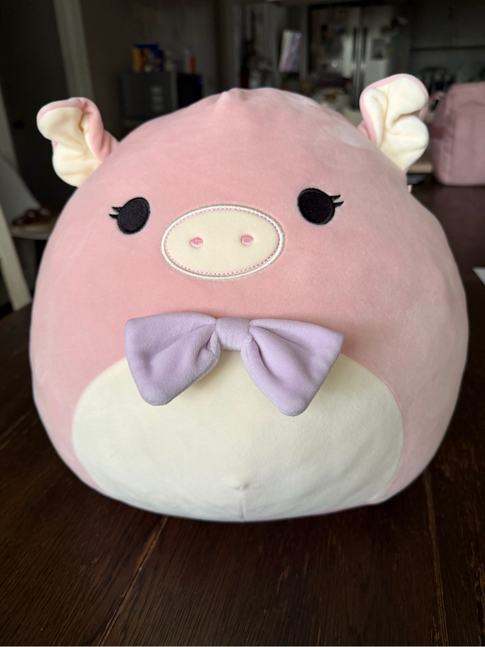 Squishmallows Pink Plush Pig with Lavender Bow